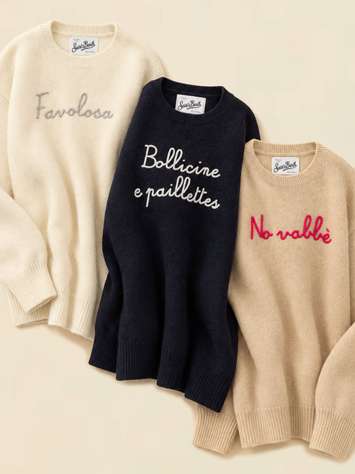 Women's Quotes Embroidered Knits