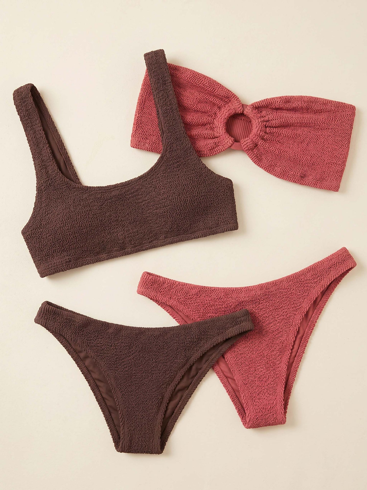 Crinkle bikini swimsuits