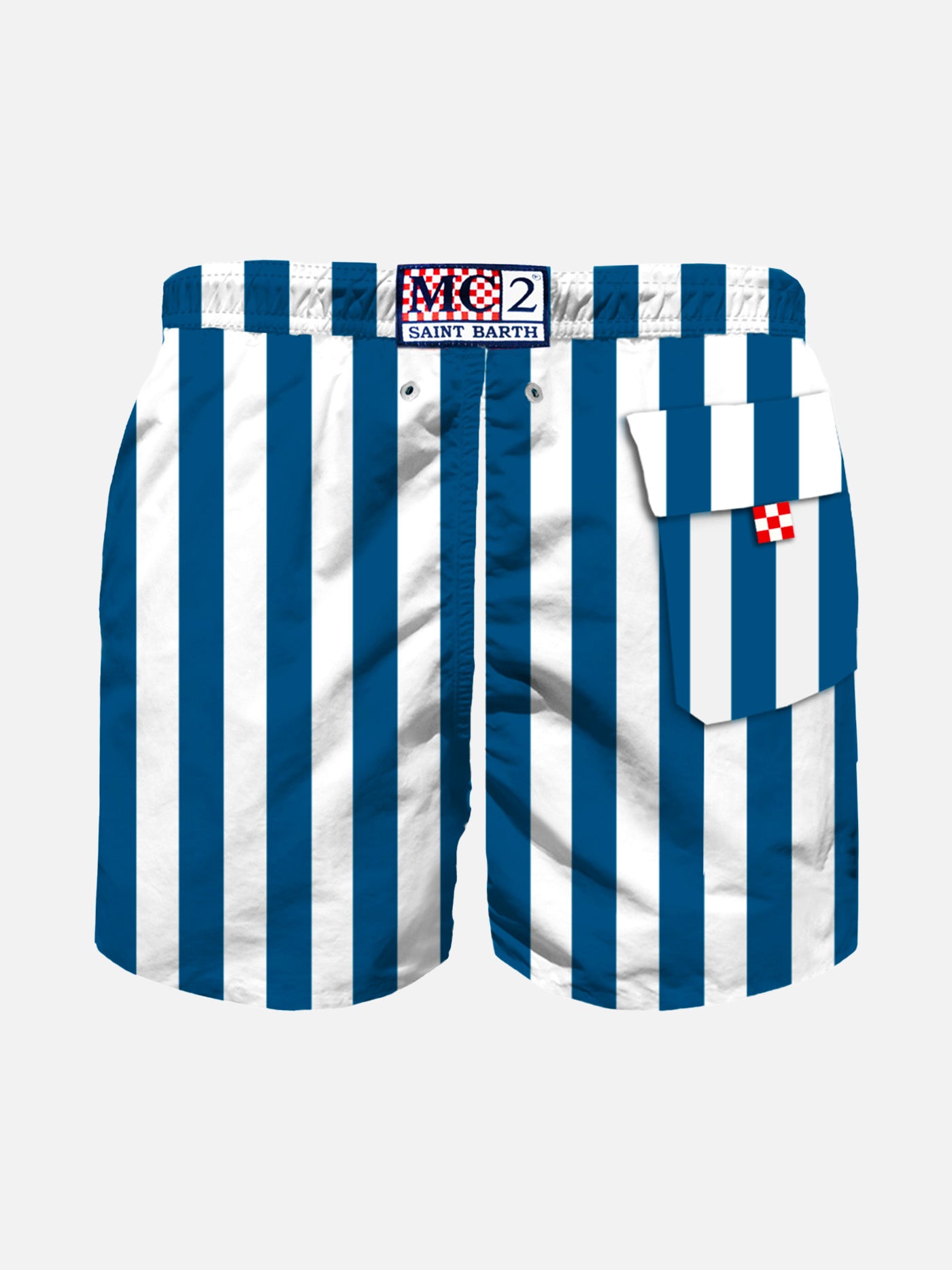 Boy swim shorts with navy blue stripes