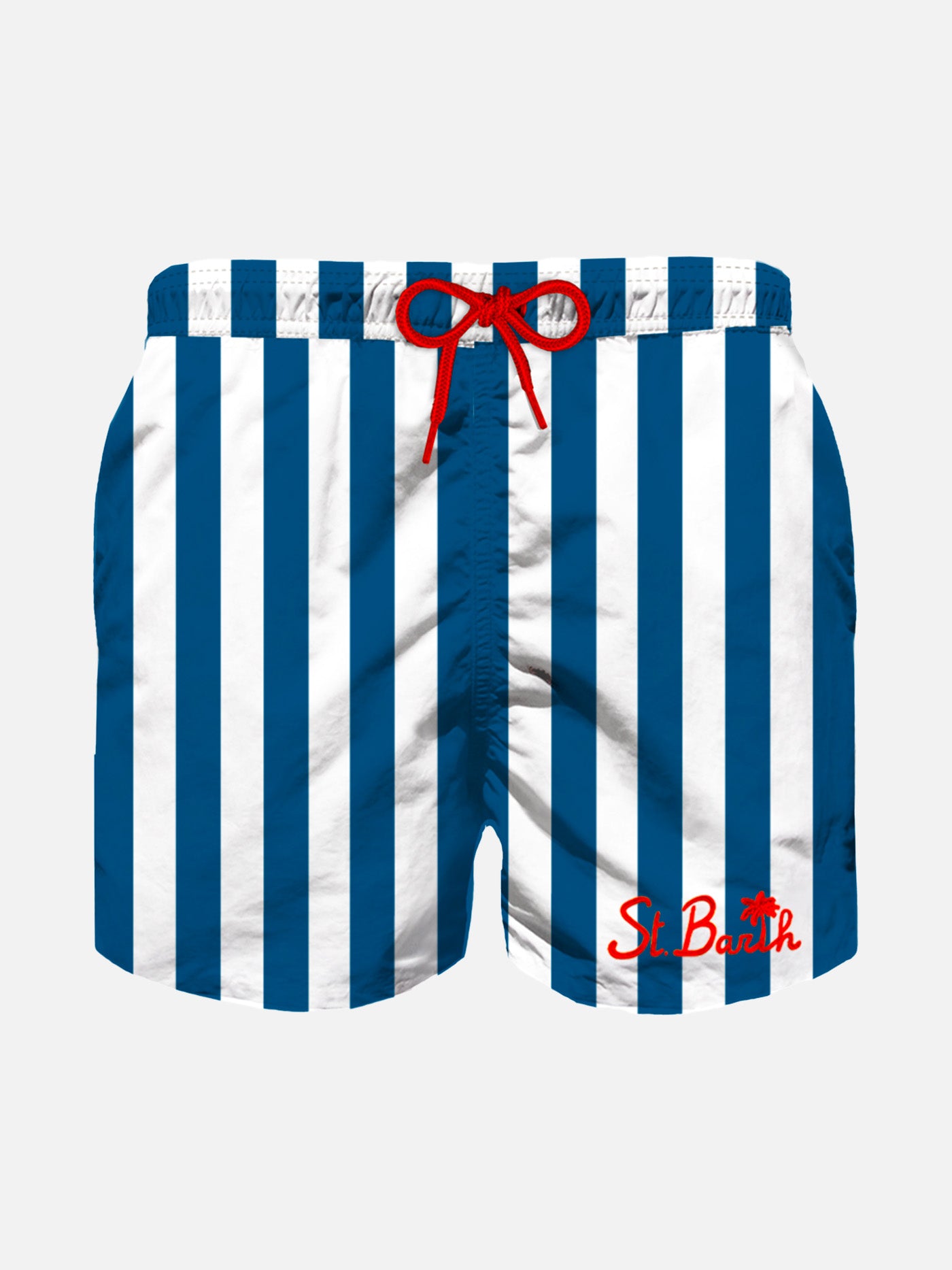 Boy swim shorts with navy blue stripes