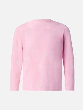 Penny Langarm-T-Shirt aus Baumwolle in Rosa mit Snoopy-Print und Strassapplikationen | PEANUTS SONDEREDITION