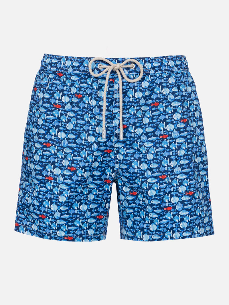 Man Comfort Light swim shorts with fishes print