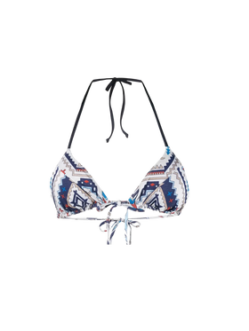 Woman triangle top swimsuit with glitter aztec print