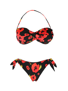 Bikini a fascia con stampa fiori