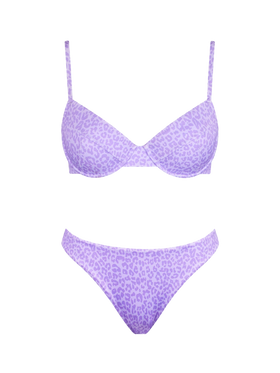 Bikini a bralette stampa animalier con slip da bagno sgambato