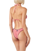 Woman triangle bikini with gingham print