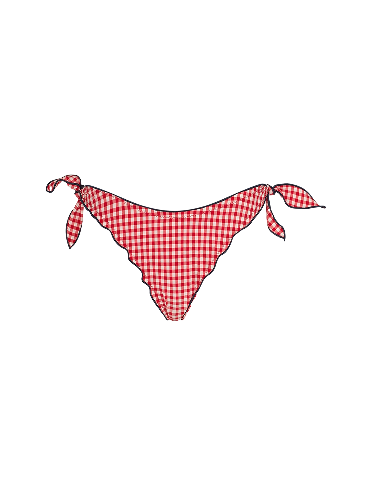 Woman ruffled cheeky swim briefs with gingham print