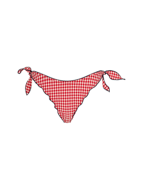 Woman ruffled cheeky swim briefs with gingham print