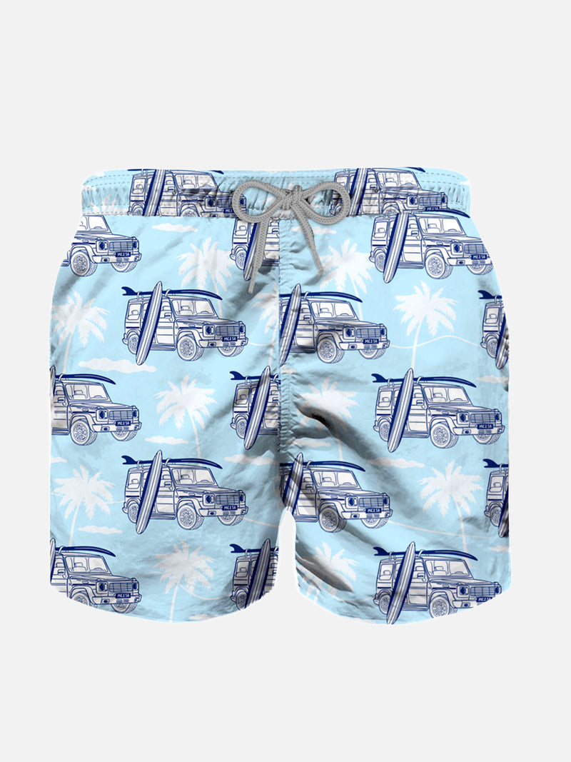 Jungen-Badeshorts aus leichtem Stoff mit Jeep-Print