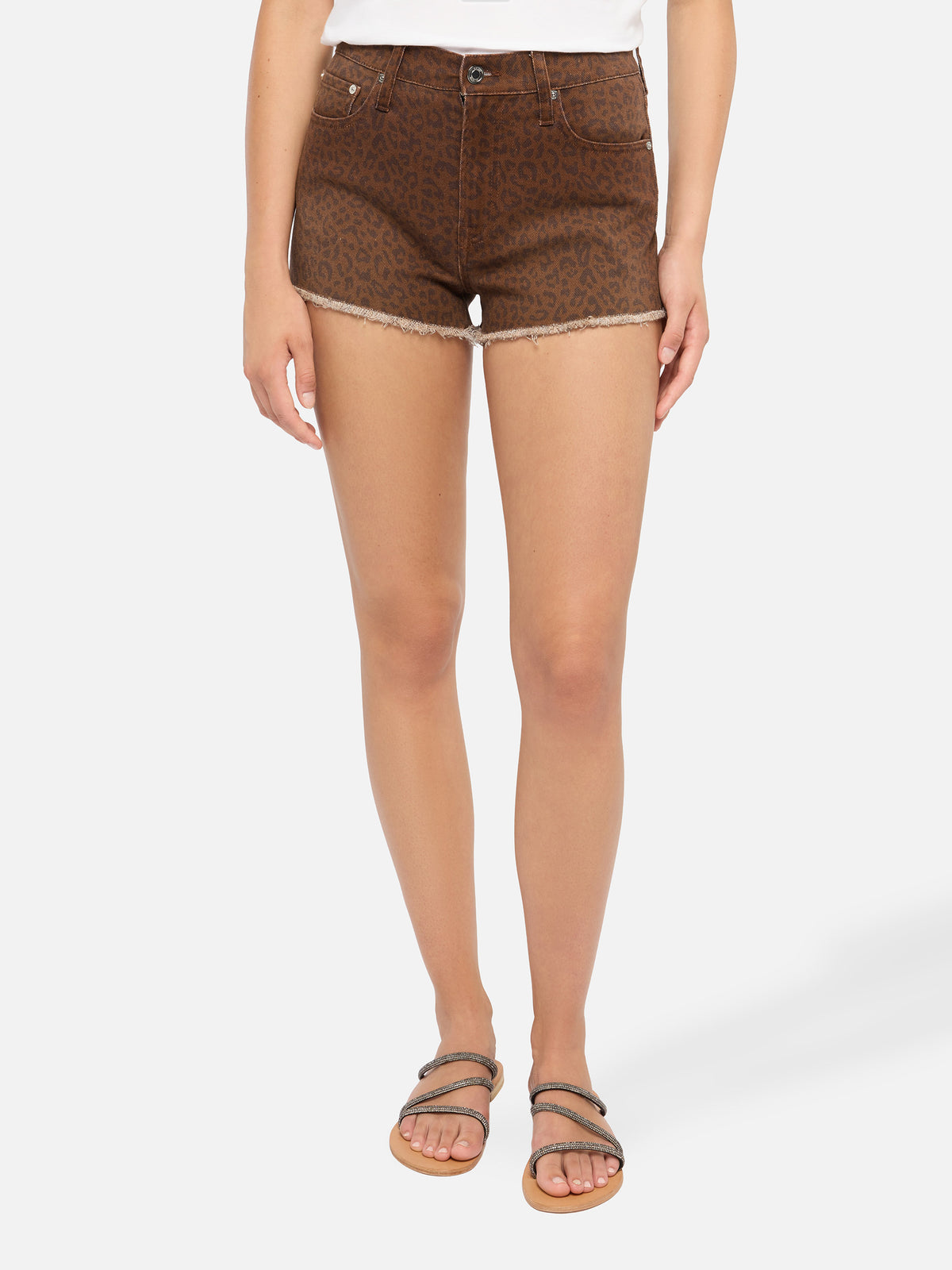 Shorts de denim Musa con estampado animalier 