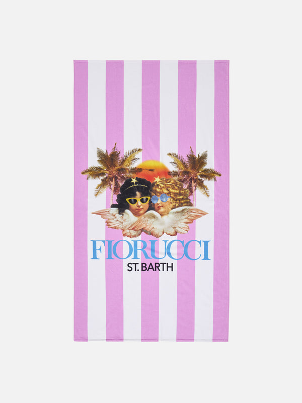 Telo mare in morbida spugna stampata a righe e Angeli Fiorucci | FIORUCCI EDIZIONE SPECIALE