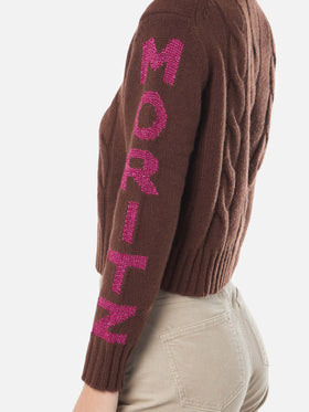 Maglione da donna intrecciato a collo alto con stampa jacquard Saint Moritz