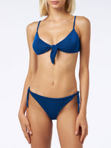 Bikini da donna a bralette plissettato blu