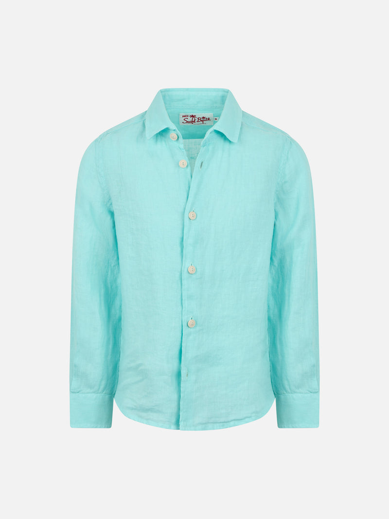 Kid water green linen shirt Agnes