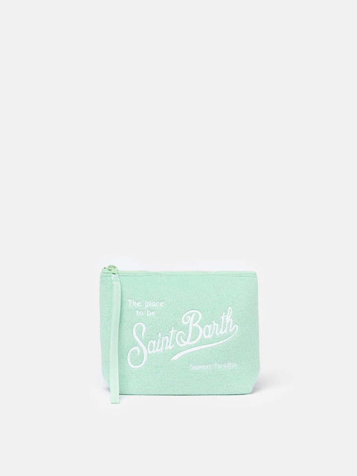 Salbeigrüne Frottee-Pochette Aline