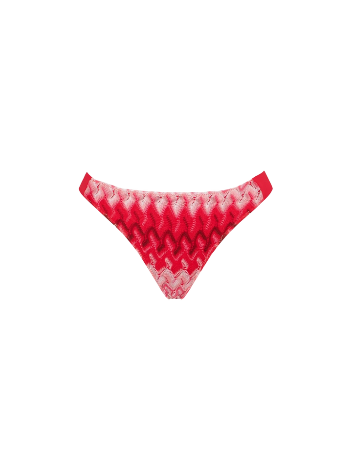Multicolor red chevron knitted triangle bikini