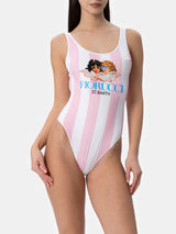 Costume intero da donna con stampa a righe scoopback | EDIZIONE SPECIALE FIORUCCI