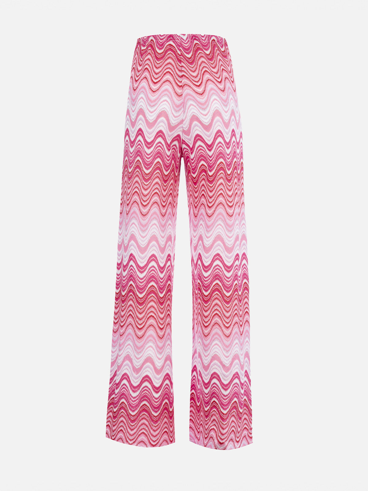Pantalon rose femme à jambe large en maille raschel Amalia 