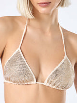 Damen-Triangel-Bikini in Beige mit Strasssteinen