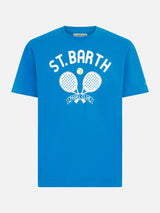 Man heavy cotton t-shirt with St. Barth padel club print