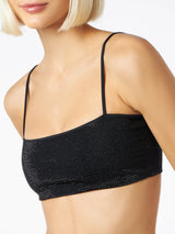 Schwarzes Bandeau-Top für Damen mit Strasssteinen