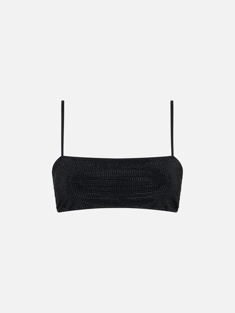 Woman bandeau black top with rhinestone - MC2 Saint Barth