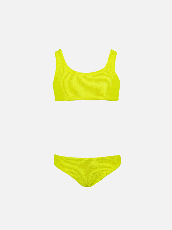 Girl fluo yellow classic crinkle bikini Baker