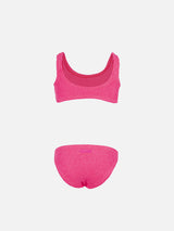 Girl fluo pink classic crinkle bikini Baker