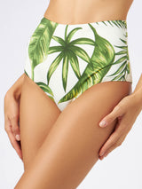 Tropical print high waist swim briefs