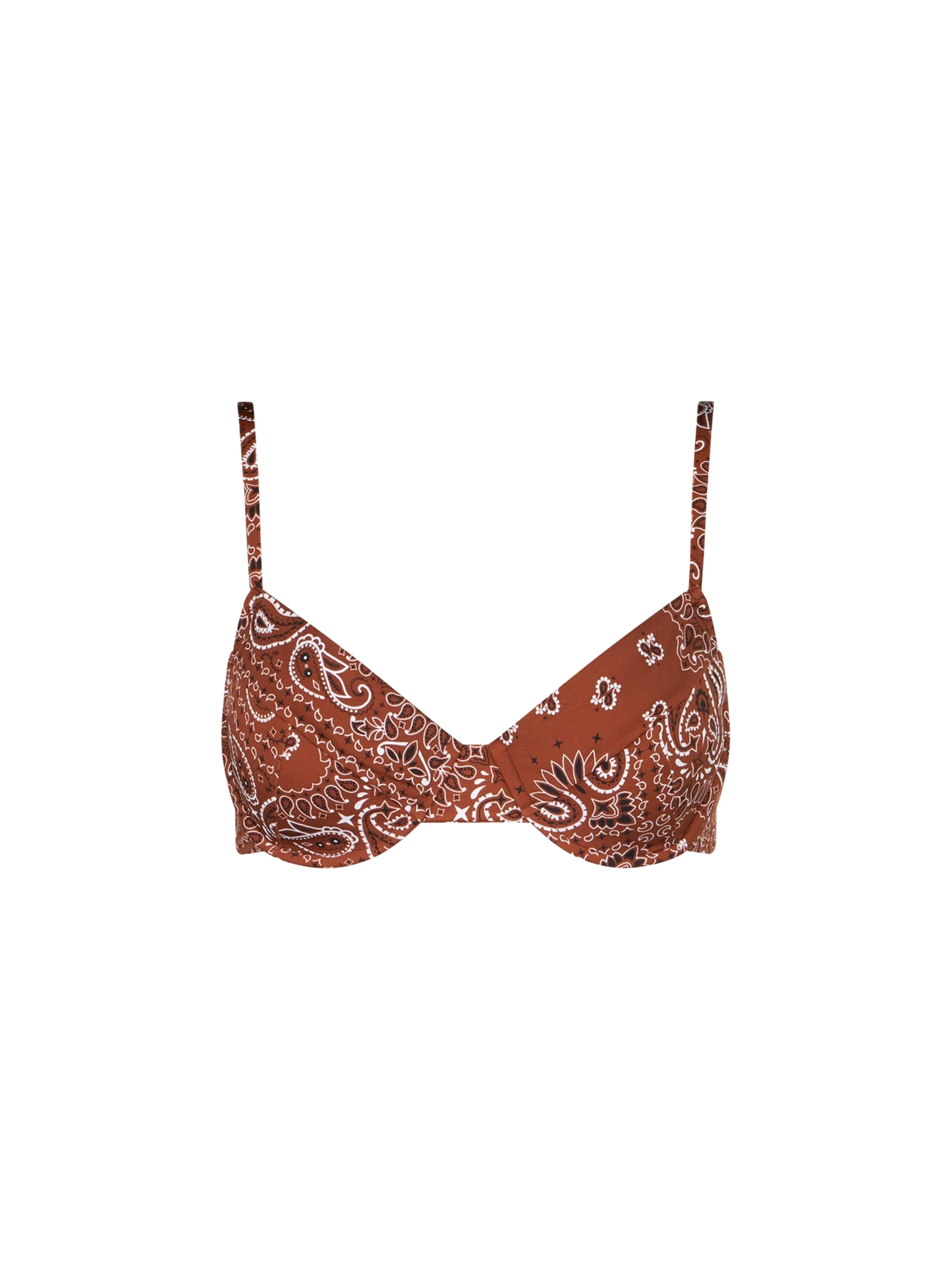 Brown bandanna print underwired bralette
