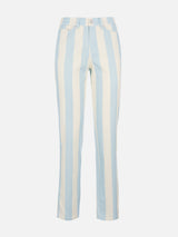 Woman light blue striped print denim Belleville