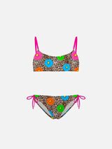 Mädchen-Bralette-Bikini mit Leopardenmuster