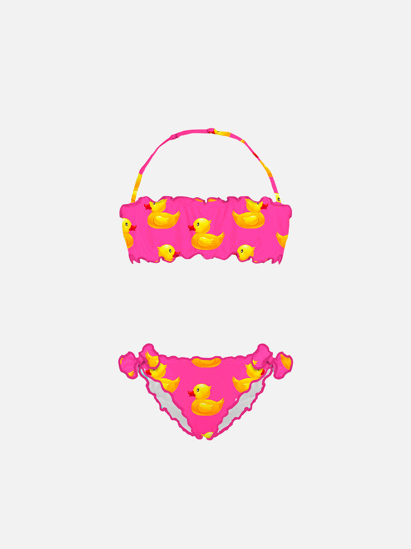 Bandeau-Bikini für Mädchen mit Entenmuster