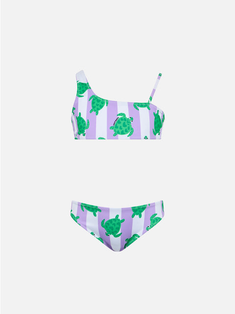 Girl one shoulder bikini Vivy with turtle print - MC2 Saint Barth