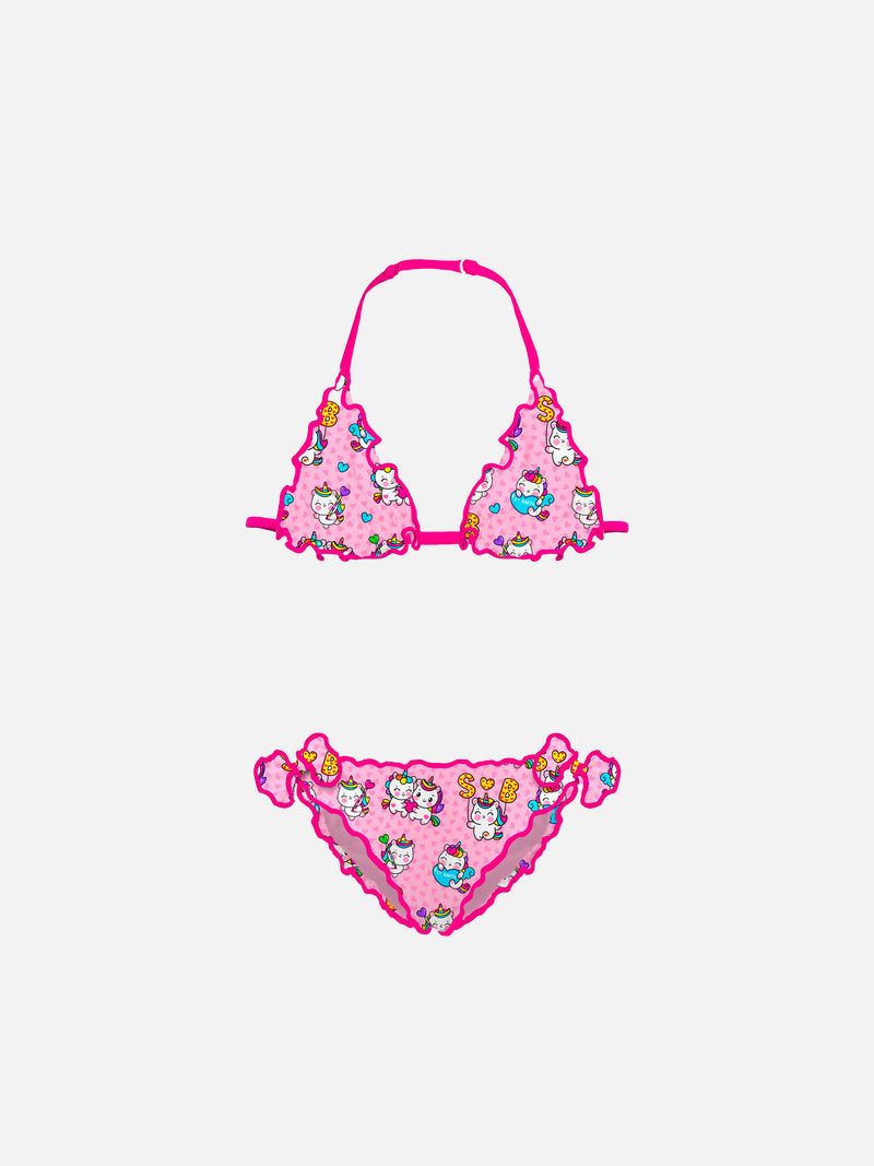 Mädchen-Triangel-Bikini mit Einhorn-Print