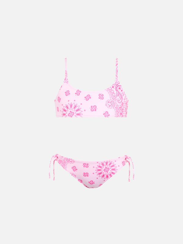 Girl pink bandanna bralette bikini Jaiden