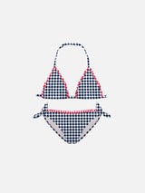 Gingham-Bikini für Mädchen mit Stickerei