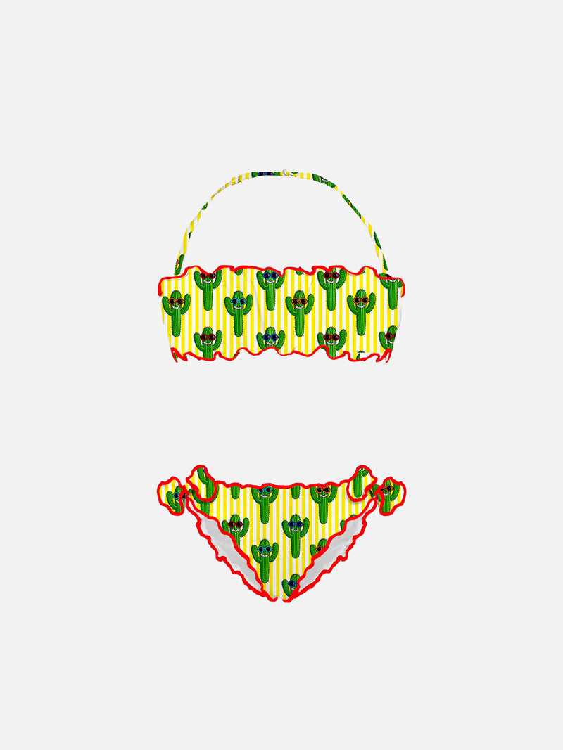 Bikini da bambina con stampa cactus felici