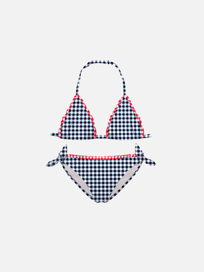 Girl gingham bikini with embroidery