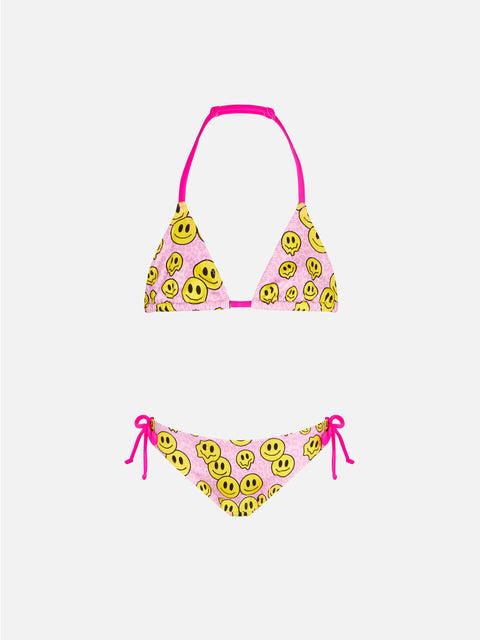 Girl triangle bikini with smile print - MC2 Saint Barth