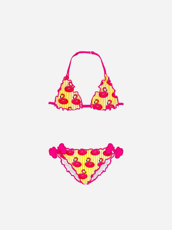 Mädchen-Triangel-Bikini mit Flamingo-Print