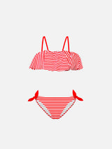 Bikini da bambina a righe rosse 