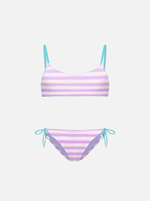 Embroided writing  girl's bralette stripes  bikini