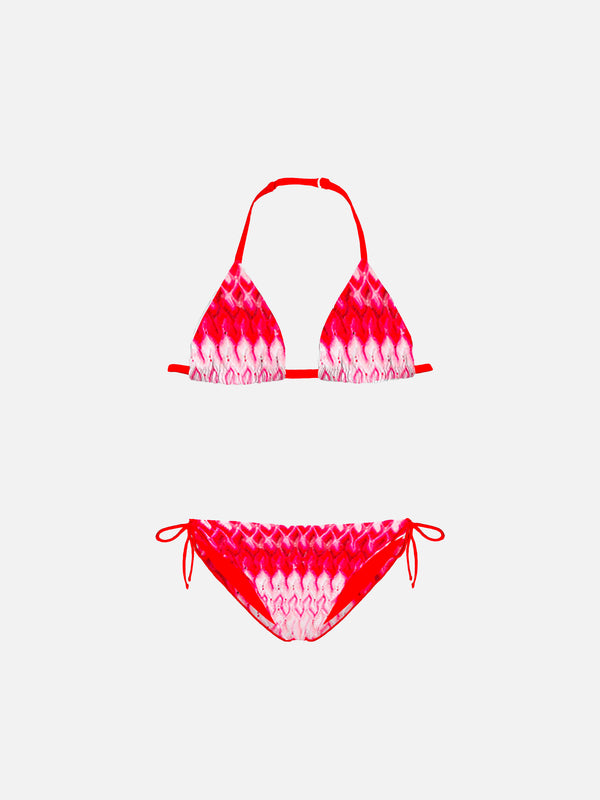 Girl raschel knit fabric triangle bikini