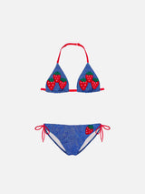 Bikini da bambina denim fragola