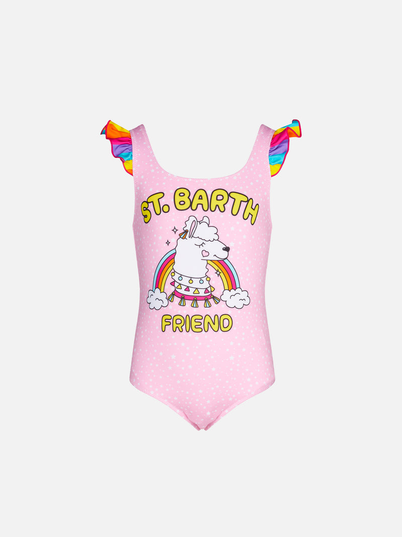 Girl one piece swimsuit with St. Barth Friend print