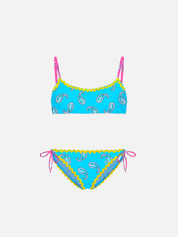 Girl bralette bikini with paisley print