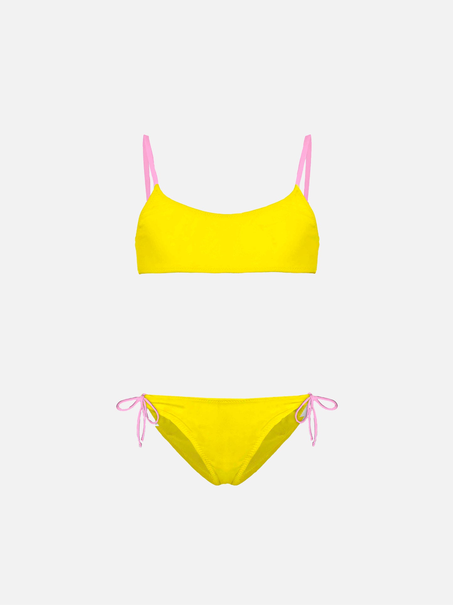 Bikini da bambina a bralette con ricamo St. Barth addicted