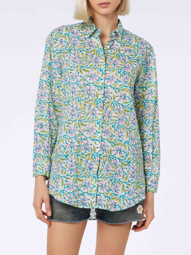 Woman cotton shirt Brigitte with flower print