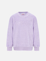 Girl lilac terry sweatshirt Briony with Saint Barth logo